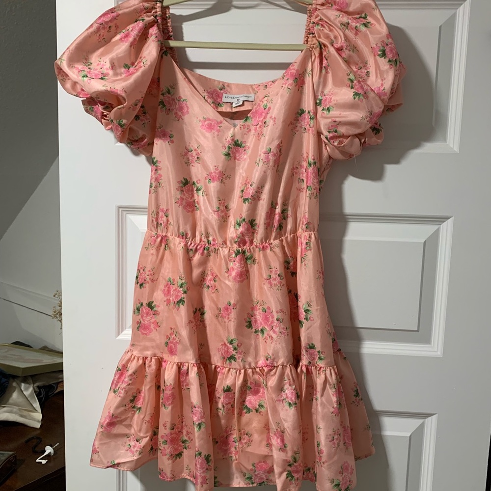LoveShackFancy Target peachy pink puff-sleeved mini dress
